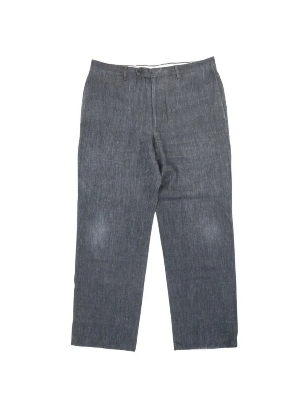 Hermes Striped Linen Wide Pants Straight 10 46 Gray